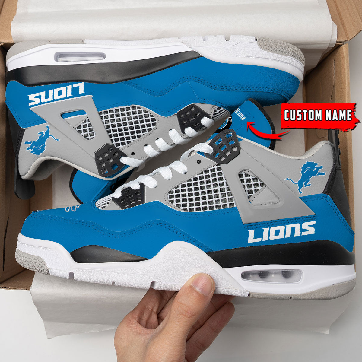 Ideafootwear Detroit Lions AJ4 Sneakers Shoes For Men And Women