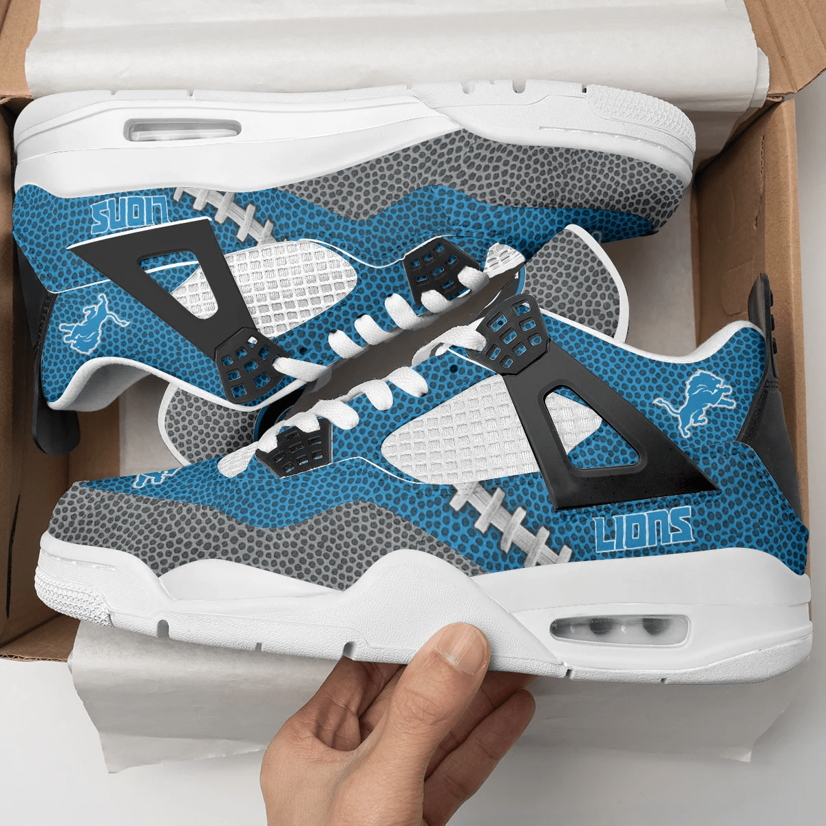 Ideafootwear Detroit Lions AJ4 Sneakers Shoes For Men And Women