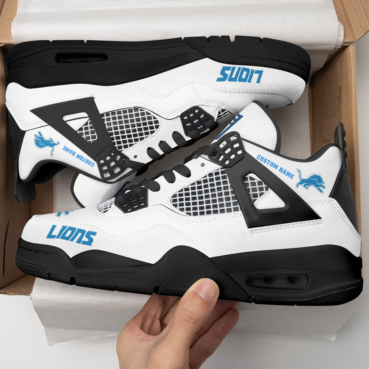 Ideafootwear Detroit Lions AJ4 Sneakers Shoes For Men And Women