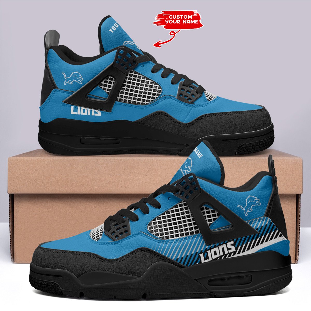 Ideafootwear Detroit Lions AJ4 Sneakers Shoes For Men And Women