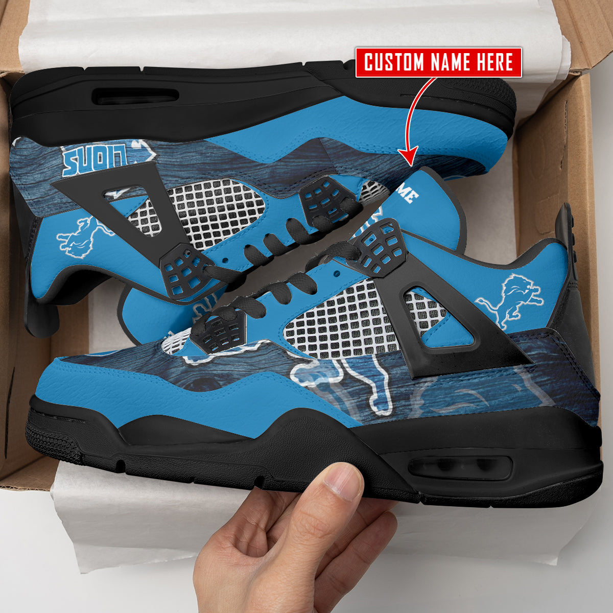 Ideafootwear Detroit Lions AJ4 Sneakers Shoes For Men And Women