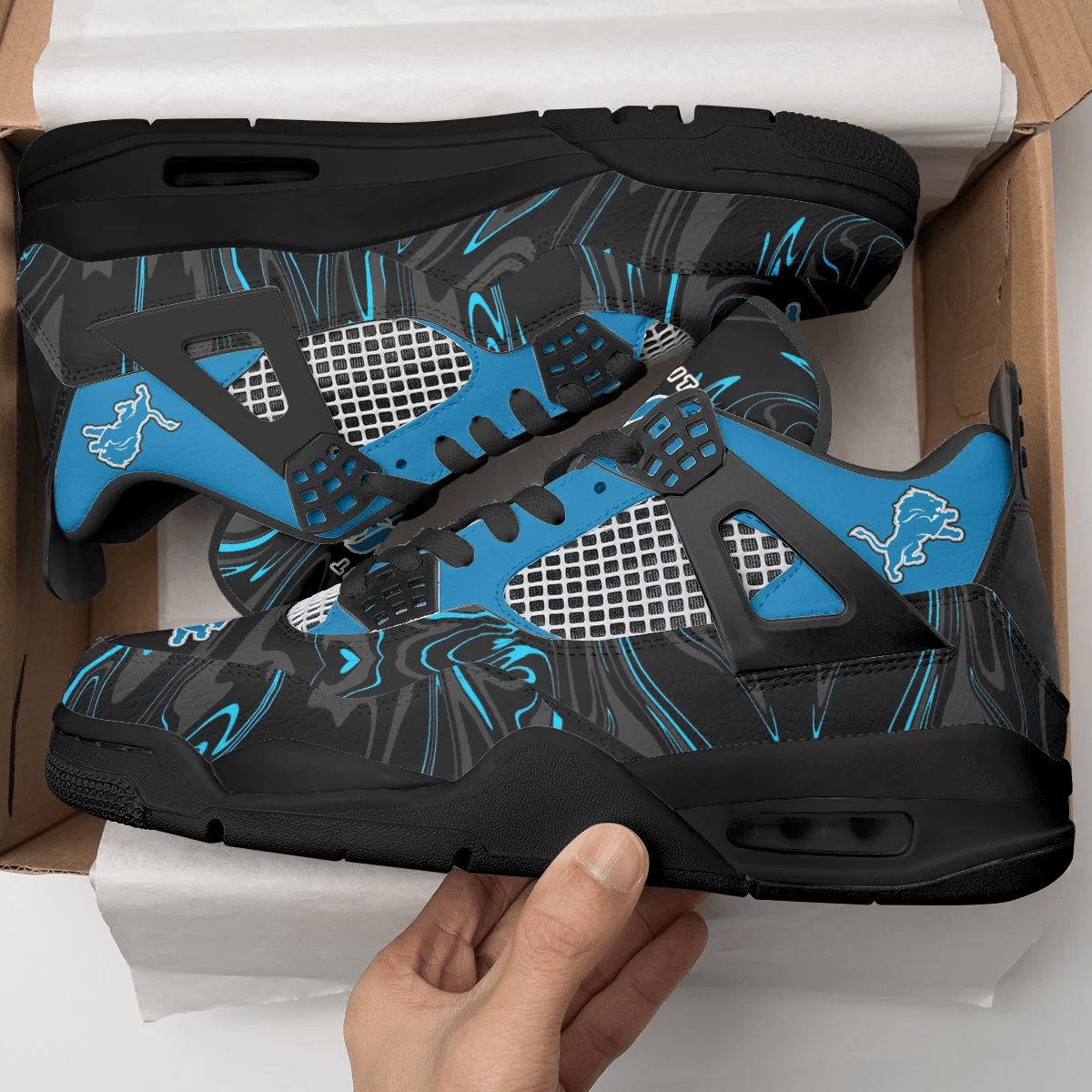 Ideafootwear Detroit Lions AJ4 Sneakers Shoes For Men And Women