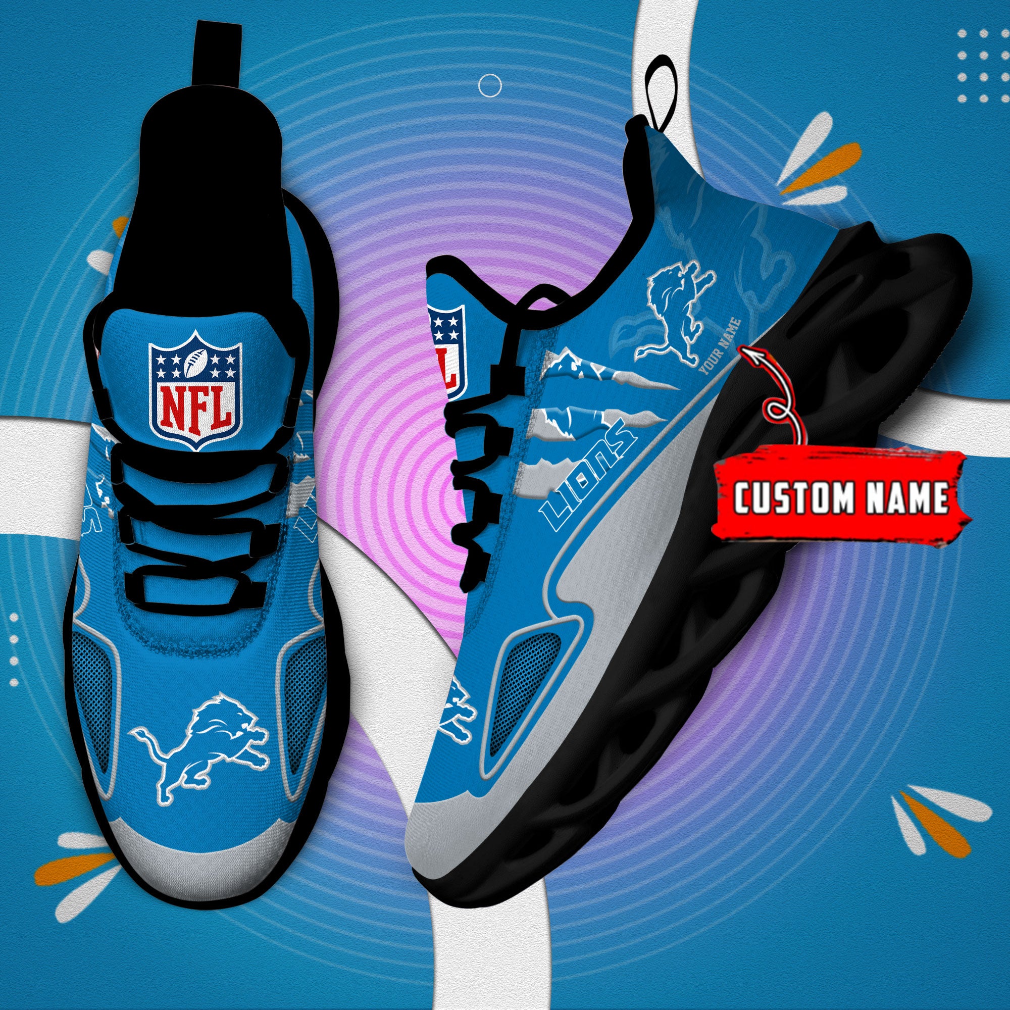 Ideafootwear Detroit Lions Max Soul Shoes Sneakers For Men And Women