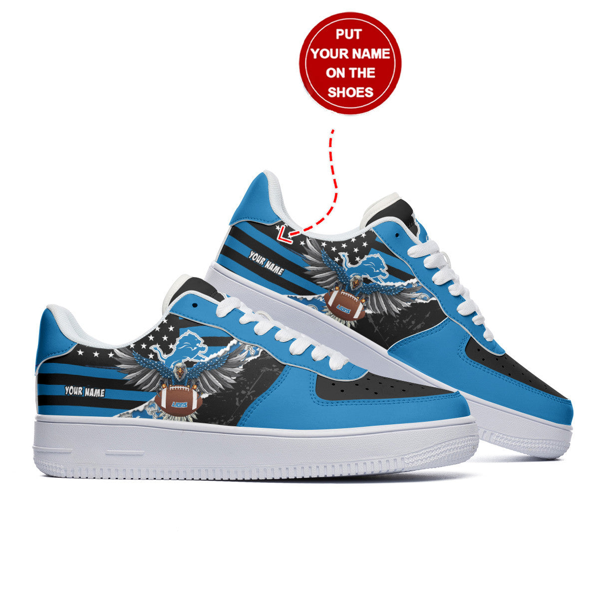 Ideafootwear Detroit Lions NFL Air Low-Top Sneakers Shoes For Men And Women