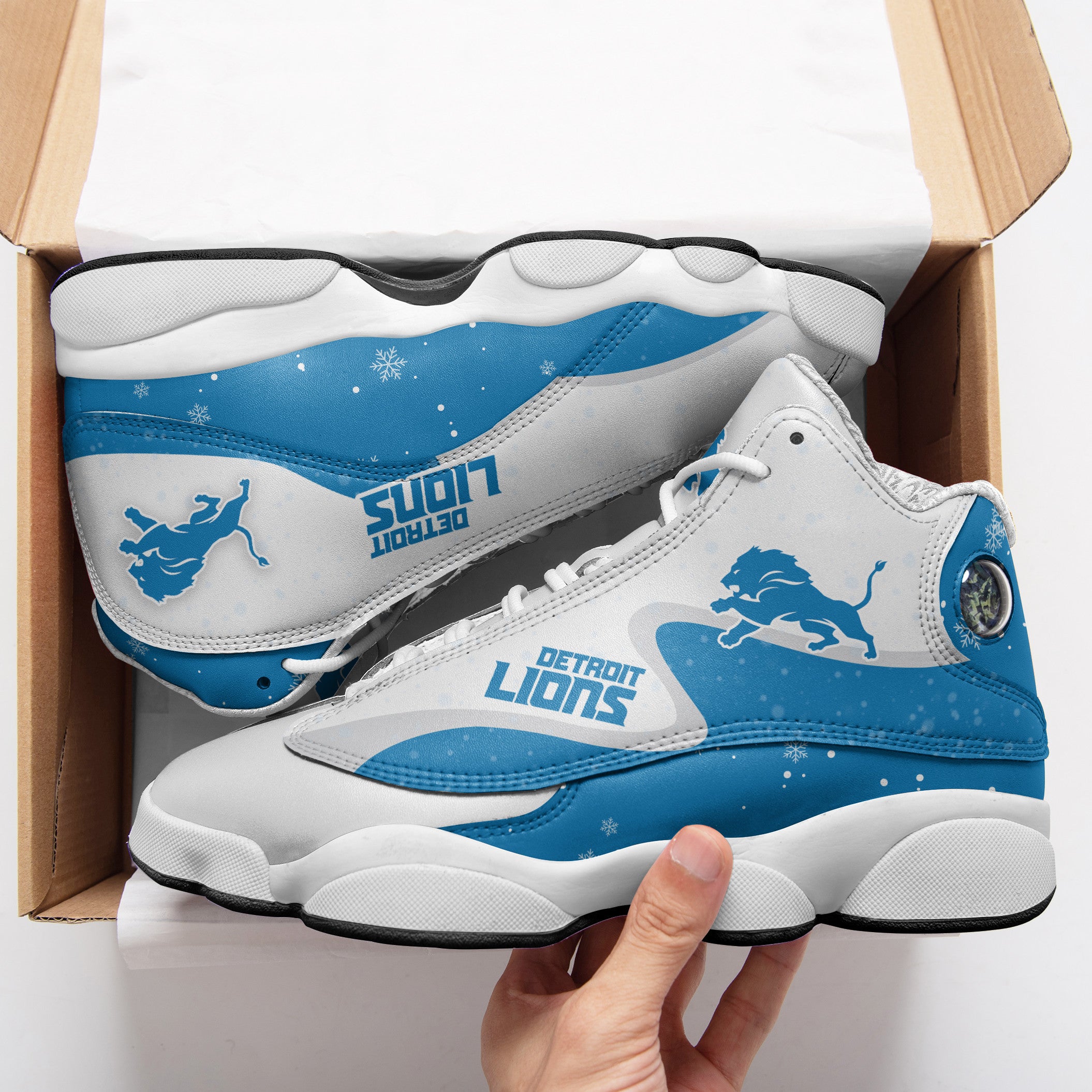 Ideafootwear Detroit Lions NFL AJ13 Sneakers Shoes For Men And Women