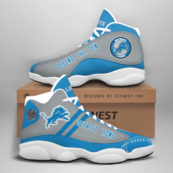 Ideafootwear Detroit Lions NFL AJ13 Sneakers Shoes For Men And Women