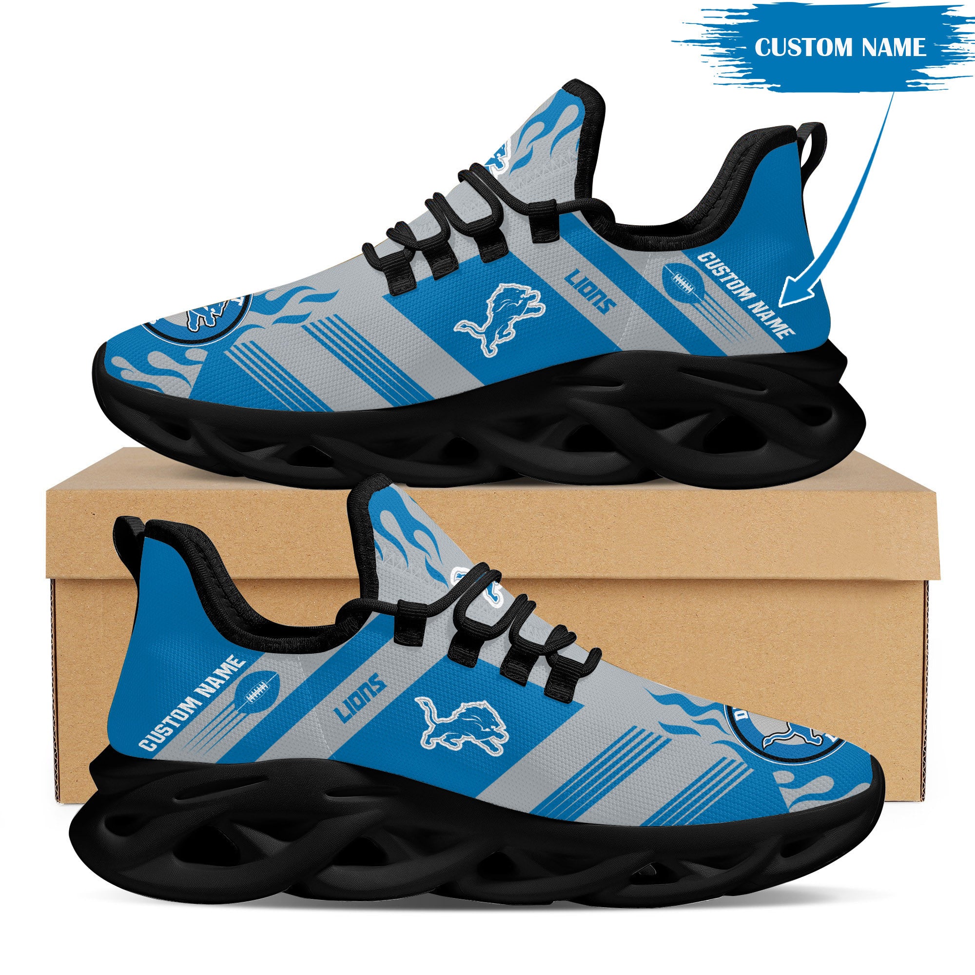 Ideafootwear Detroit Lions NFL Max Soul Shoes Sneakers For Men And Women