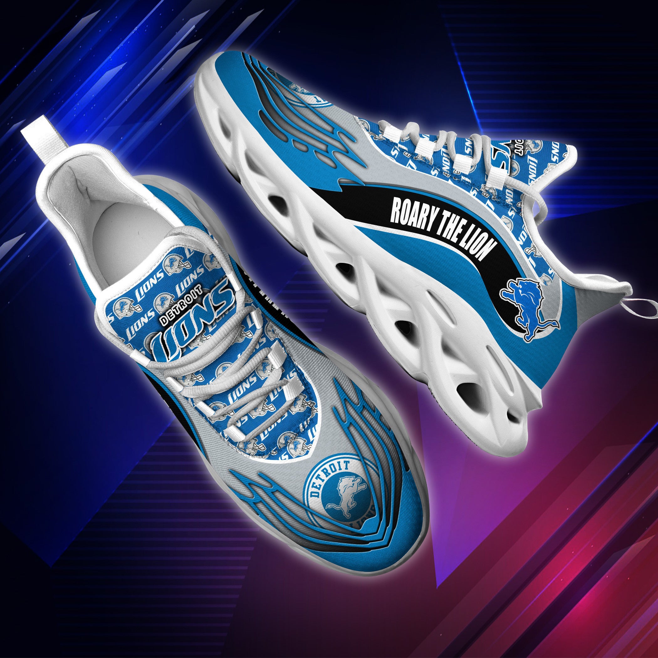 Ideafootwear Detroit Lions NFL Max Soul Shoes Sneakers For Men And Women