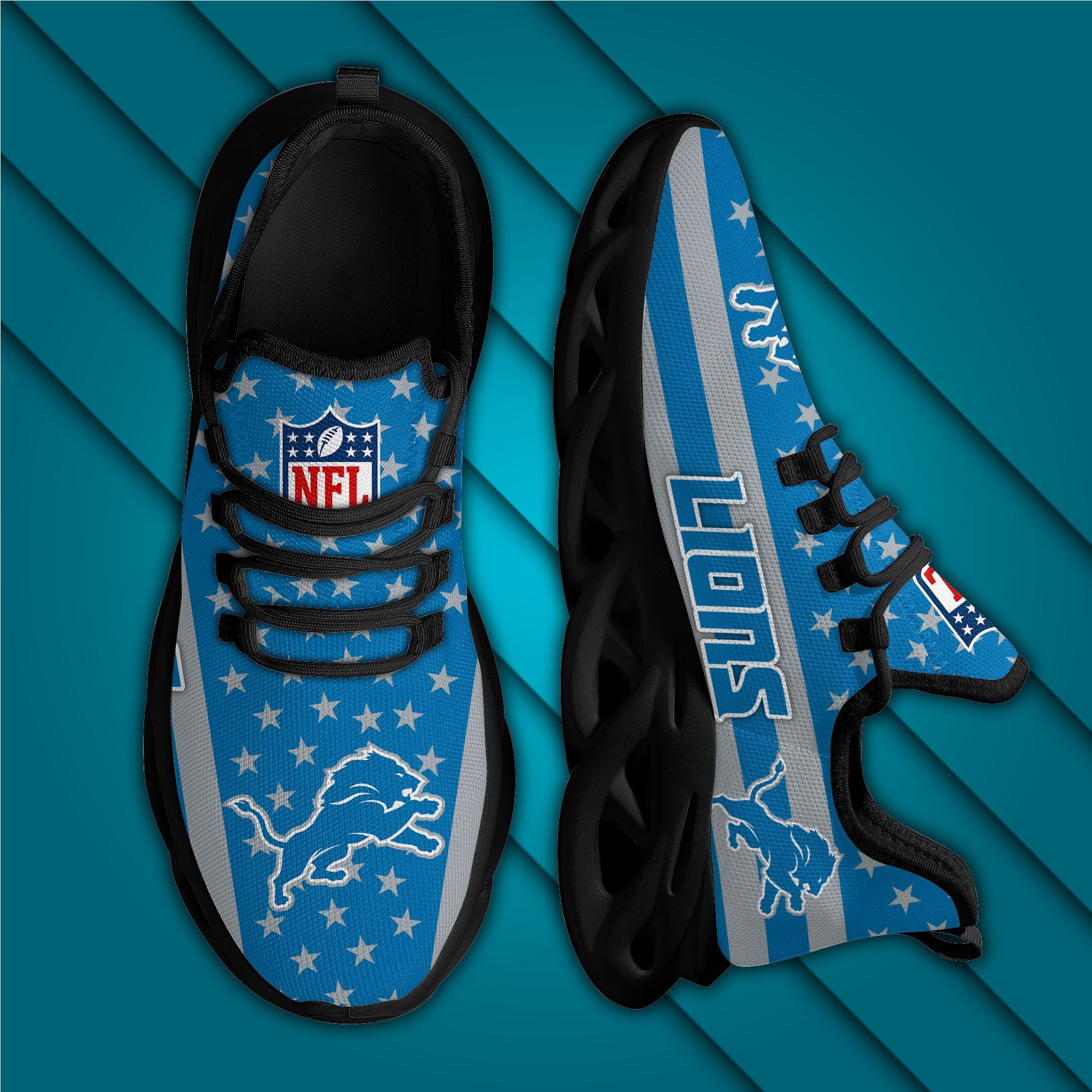 Ideafootwear Detroit Lions NFL Max Soul Shoes Sneakers For Men And Women