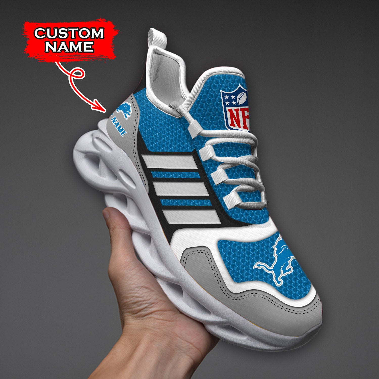 Ideafootwear Detroit Lions NFL Max Soul Shoes Sneakers For Men And Women