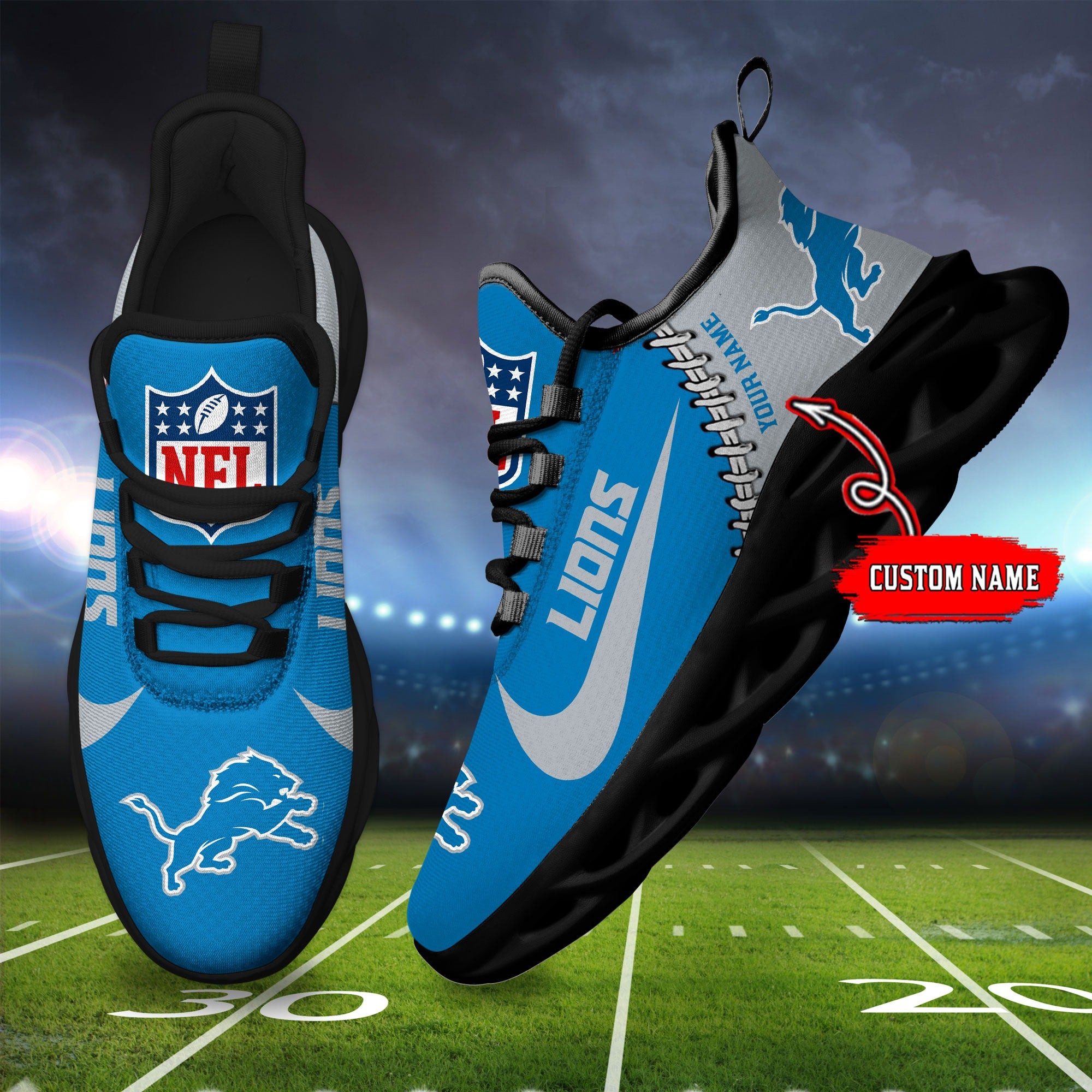 Ideafootwear Detroit Lions NFL Max Soul Shoes Sneakers For Men And Women