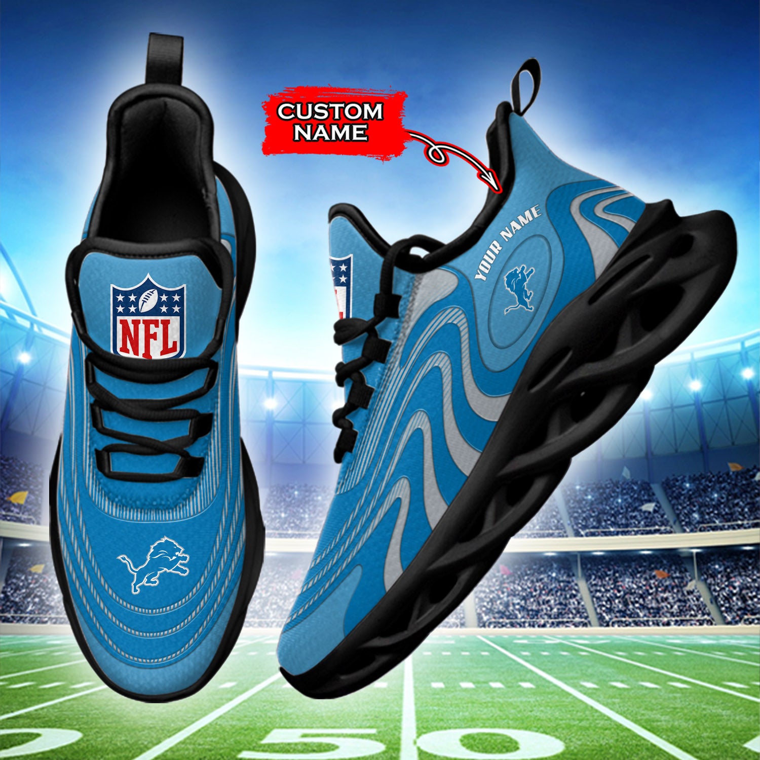 Ideafootwear Detroit Lions NFL Max Soul Shoes Sneakers For Men And Women