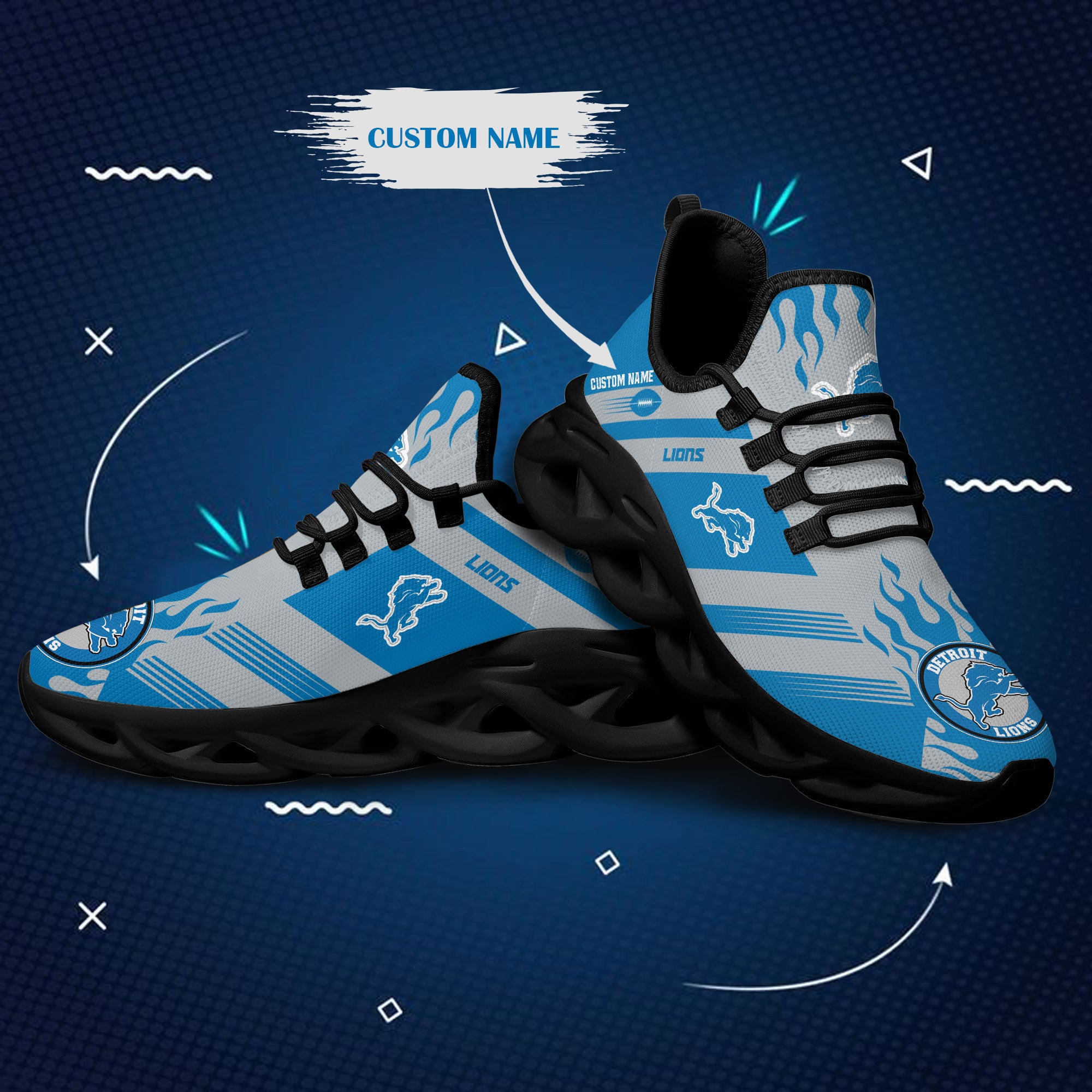 Ideafootwear Detroit Lions NFL Max Soul Shoes Sneakers For Men And Women