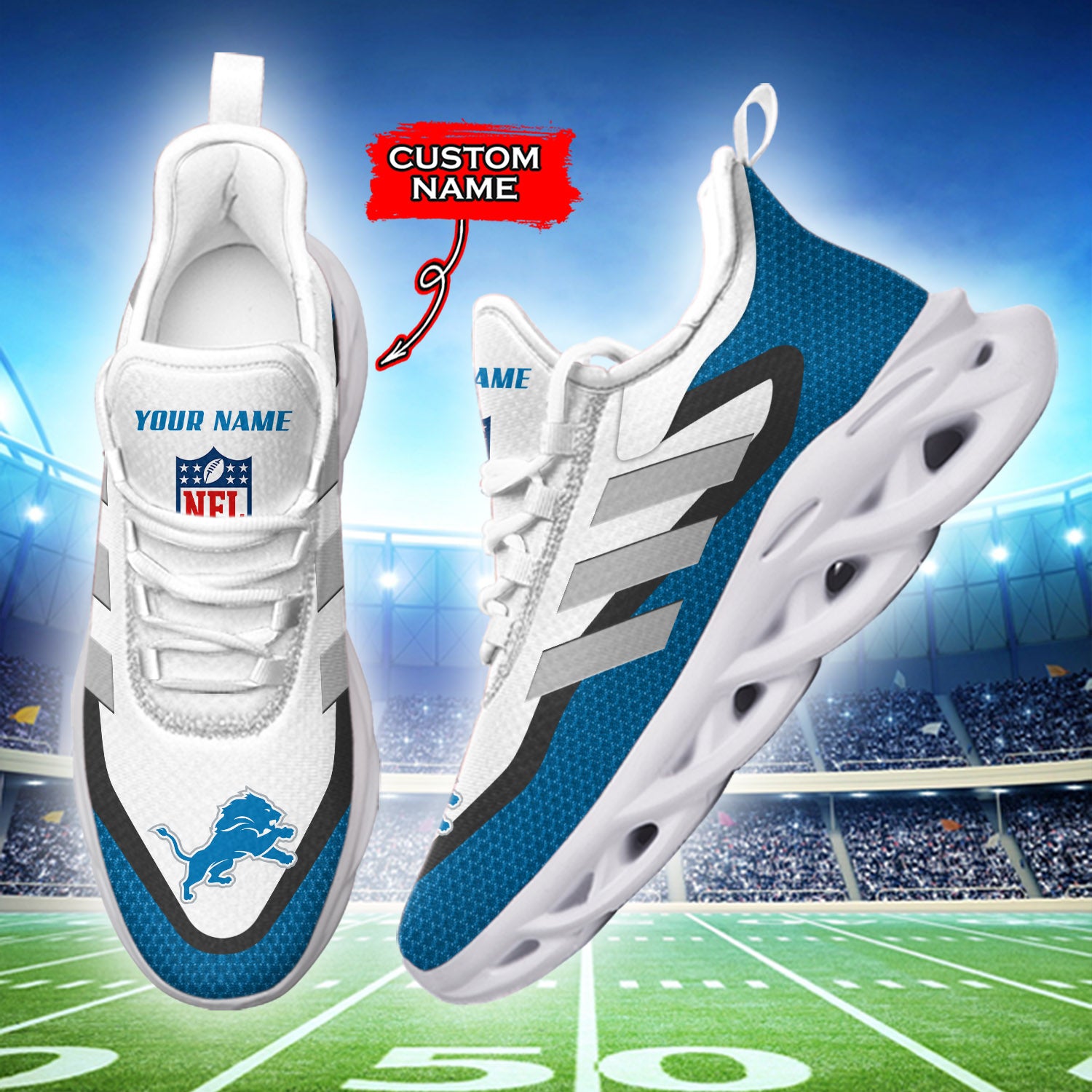 Ideafootwear Detroit Lions NFL Max Soul Shoes Sneakers For Men And Women