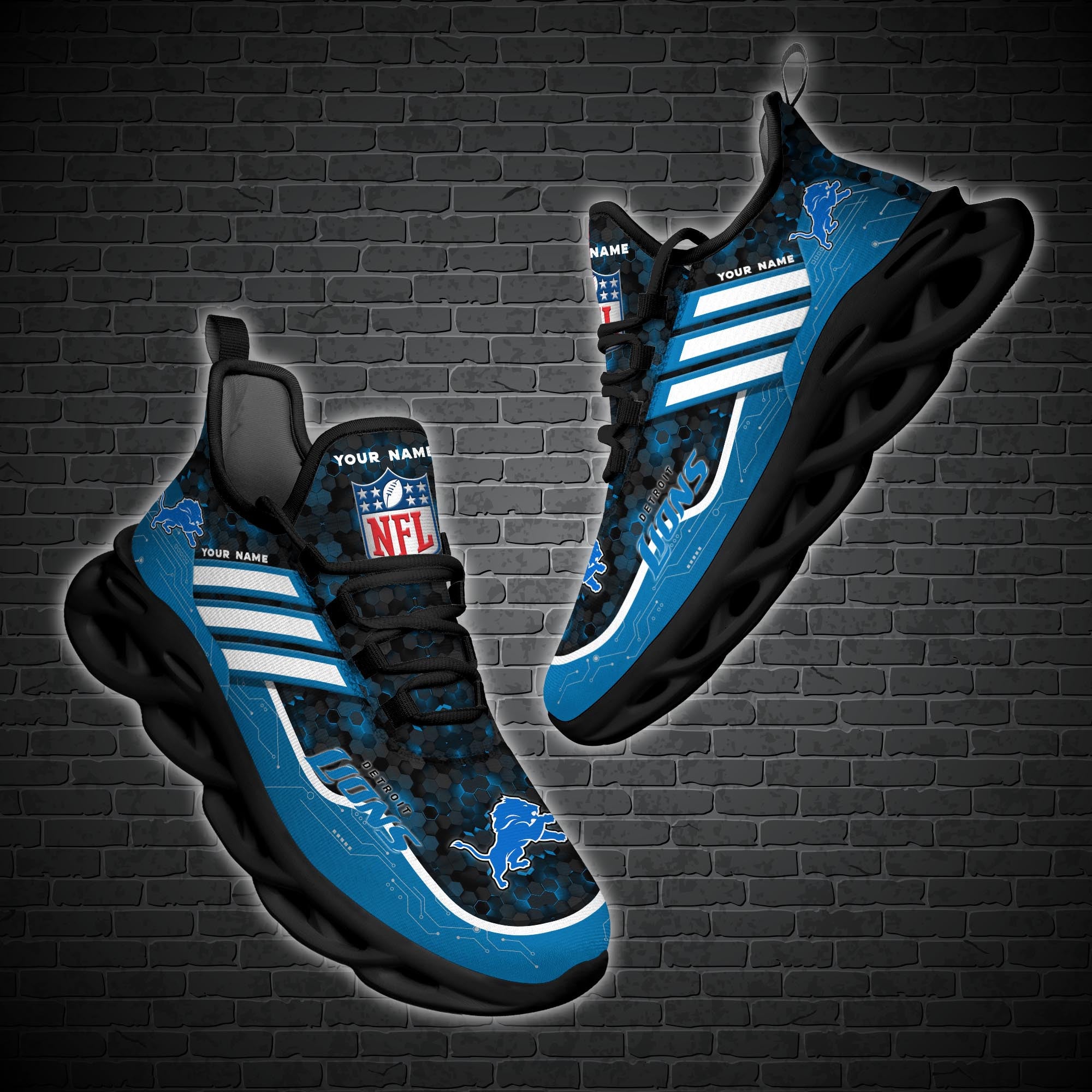 Ideafootwear Detroit Lions NFL Max Soul Shoes Sneakers For Men And Women