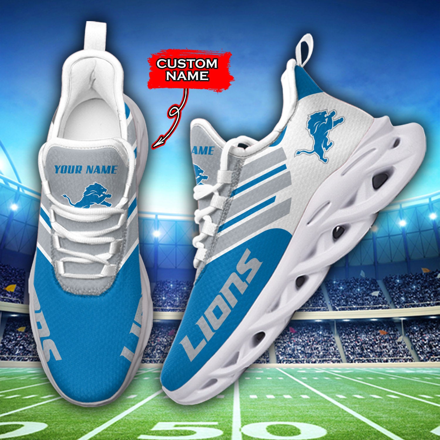 Ideafootwear Detroit Lions NFL Max Soul Shoes Sneakers For Men And Women
