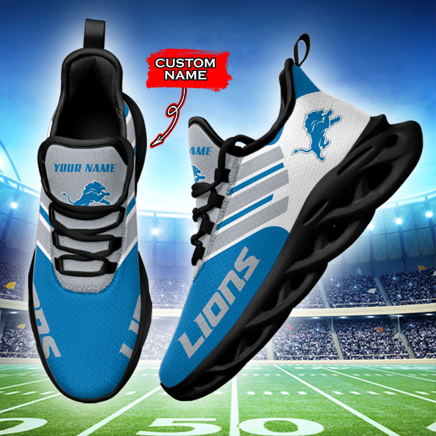 Ideafootwear Detroit Lions NFL Max Soul Shoes Sneakers For Men And Women