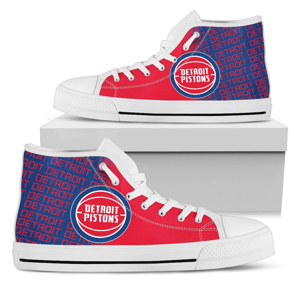 Ideafootwear Detroit Pistons High Top Canvas Sneakers Shoes For Men And Women