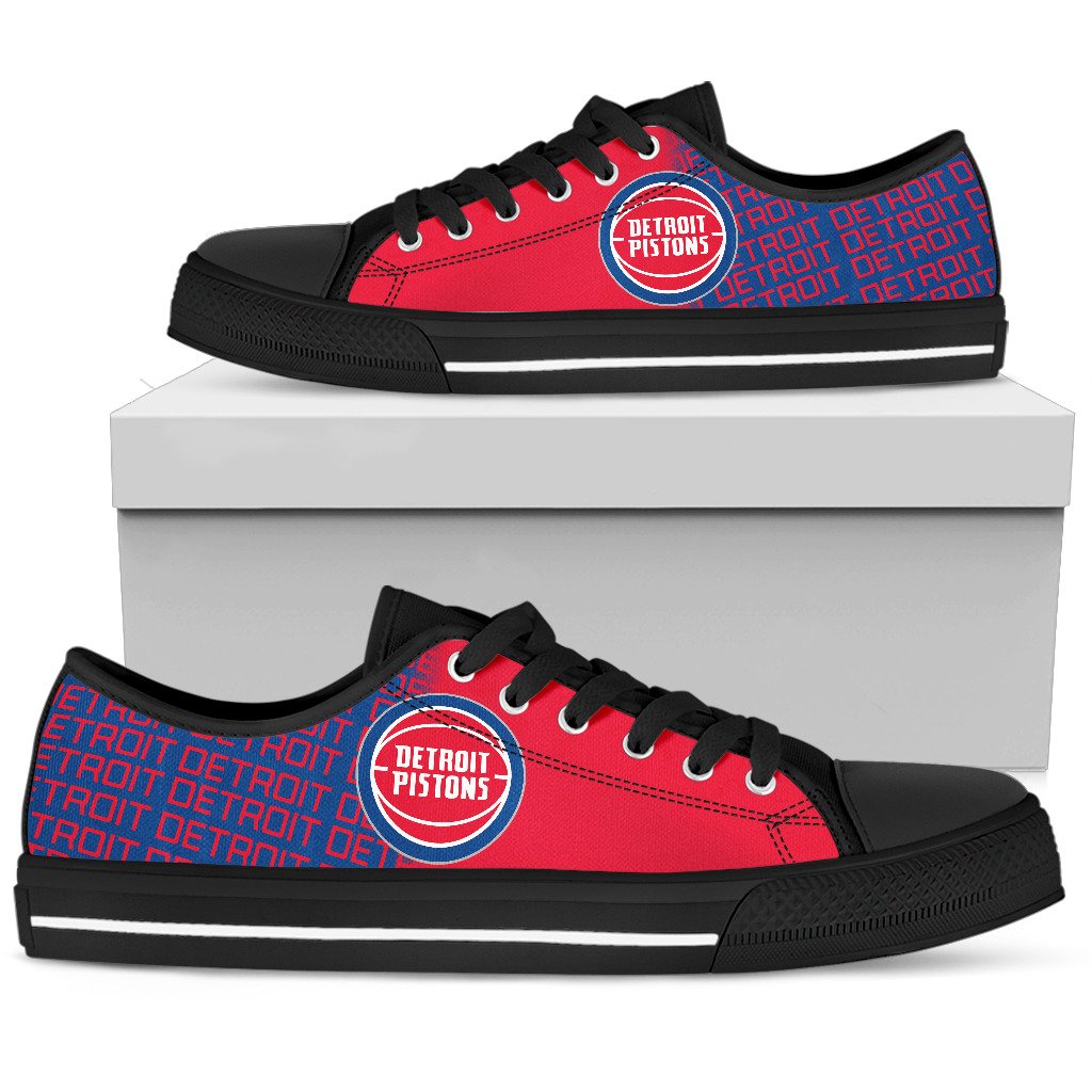Ideafootwear Detroit Pistons Low Top Canvas Sneakers Shoes For Men And Women
