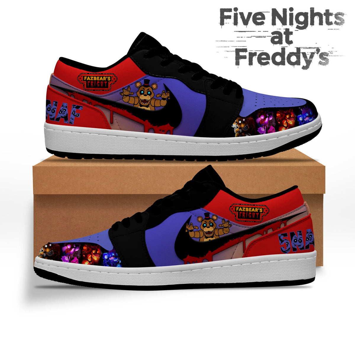 Ideafootwear Five Night At Freddy's AJ1 Low Sneakers Shoes For Men And Women