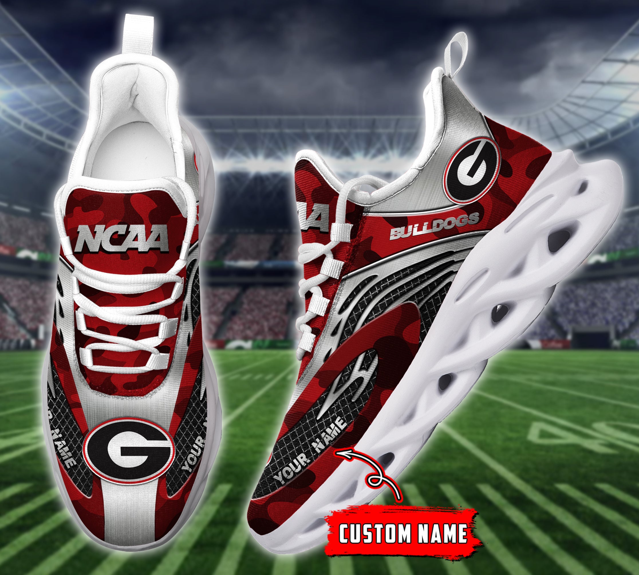 Ideafootwear Georgia Bulldogs NCAA Max Soul Shoes Sneakers For Men And Women