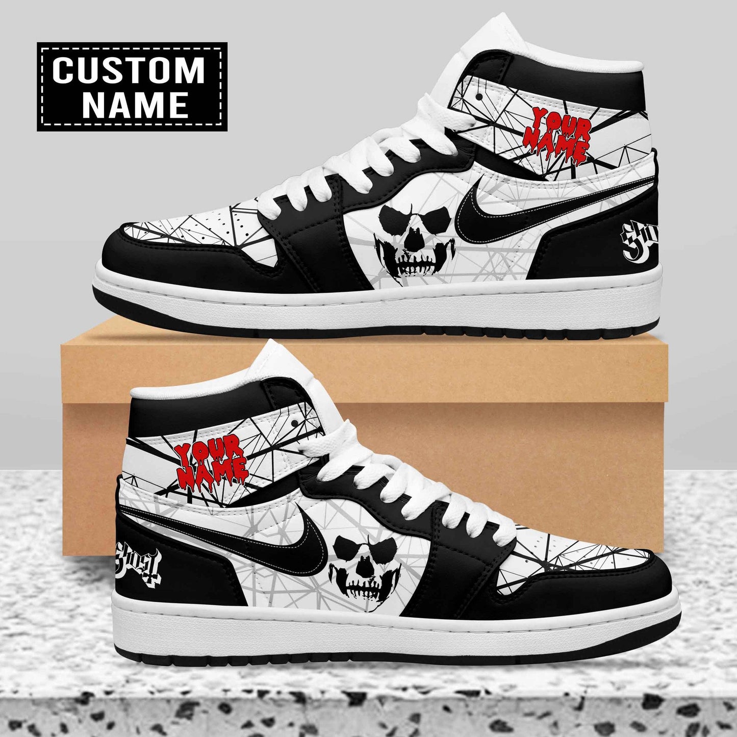 Ideafootwear Ghost AJ1 High Sneakers Shoes For Men And Women