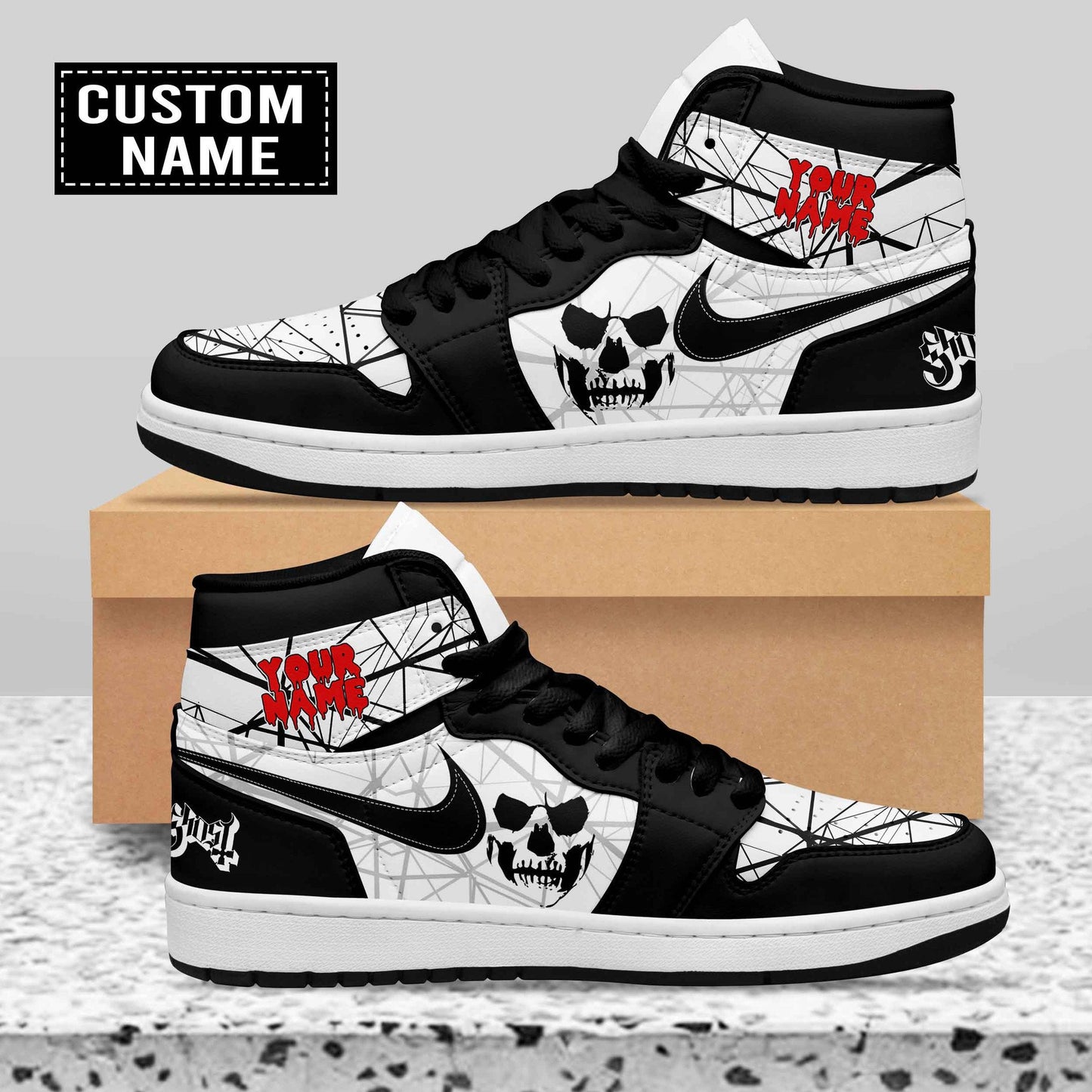 Ideafootwear Ghost AJ1 High Sneakers Shoes For Men And Women