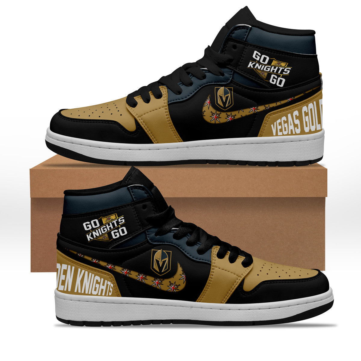 Ideafootwear Golden Knights AJ1 High Sneakers Shoes For Men And Women