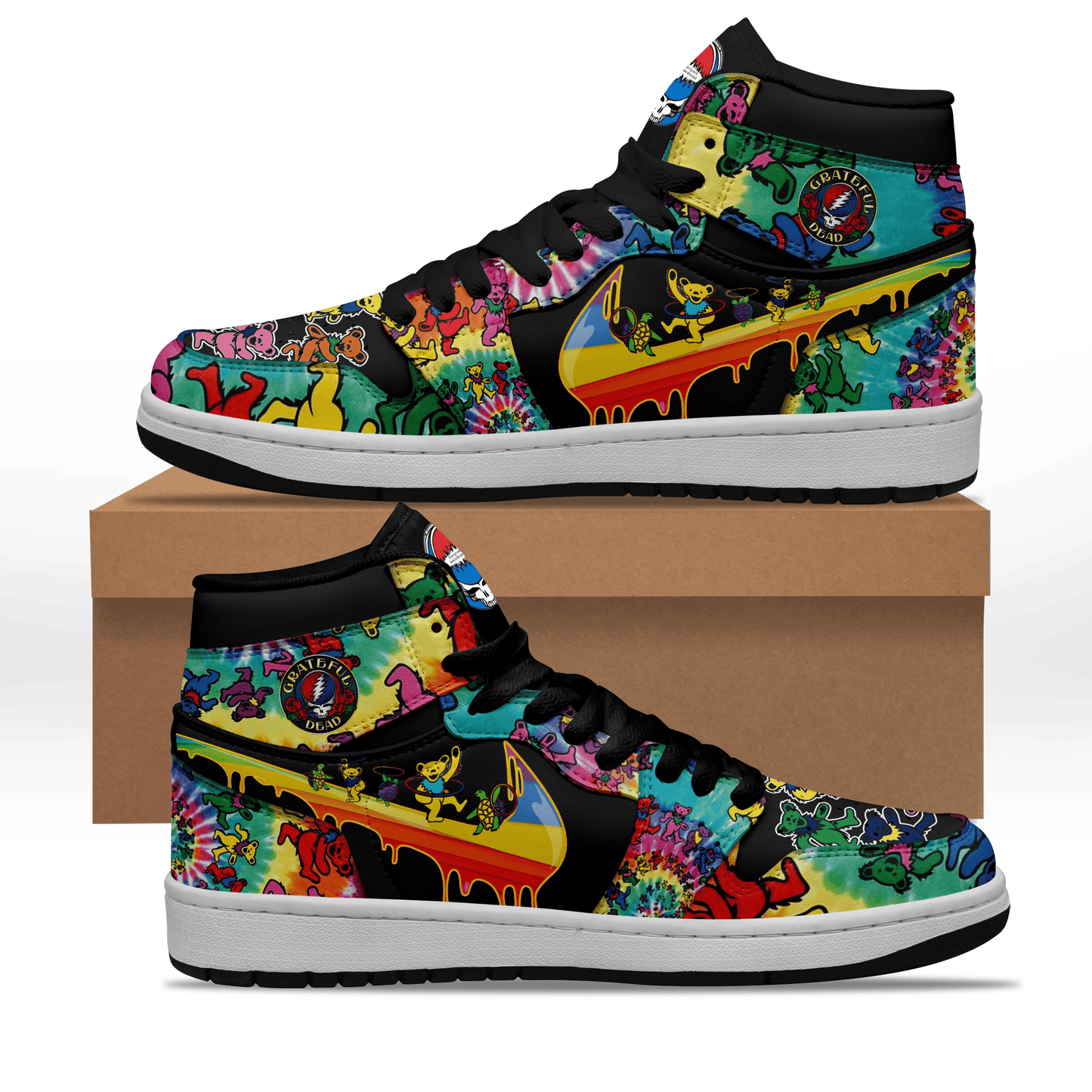 Ideafootwear Grateful Dead AJ1 High Sneakers Shoes For Men And Women