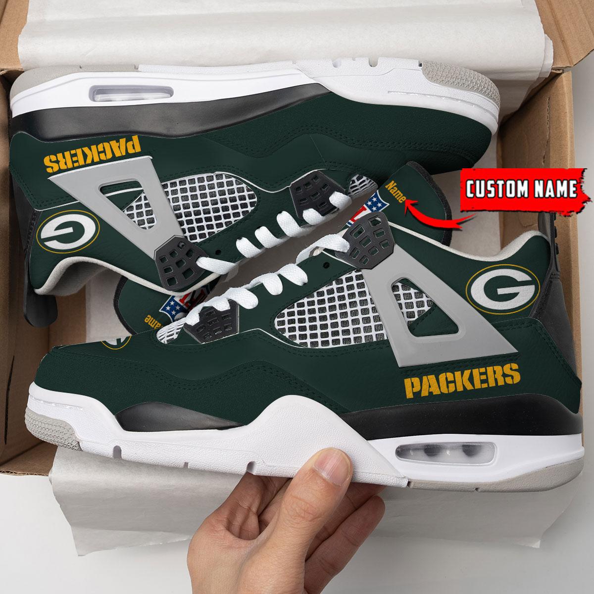 Ideafootwear Green Bay Packers AJ4 Sneakers Shoes For Men And Women