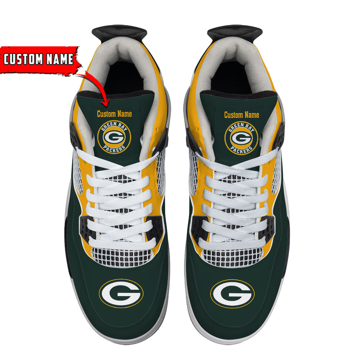 Ideafootwear Green Bay Packers AJ4 Sneakers Shoes For Men And Women