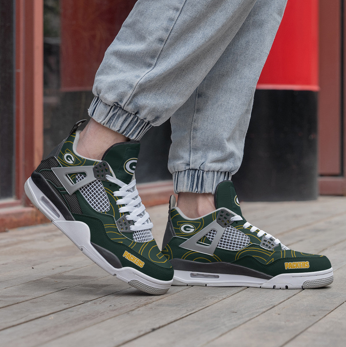 Ideafootwear Green Bay Packers AJ4 Sneakers Shoes For Men And Women