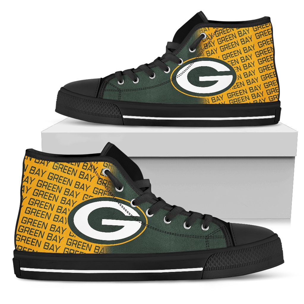 Ideafootwear Green Bay Packers High Top Canvas Sneakers Shoes For Men And Women