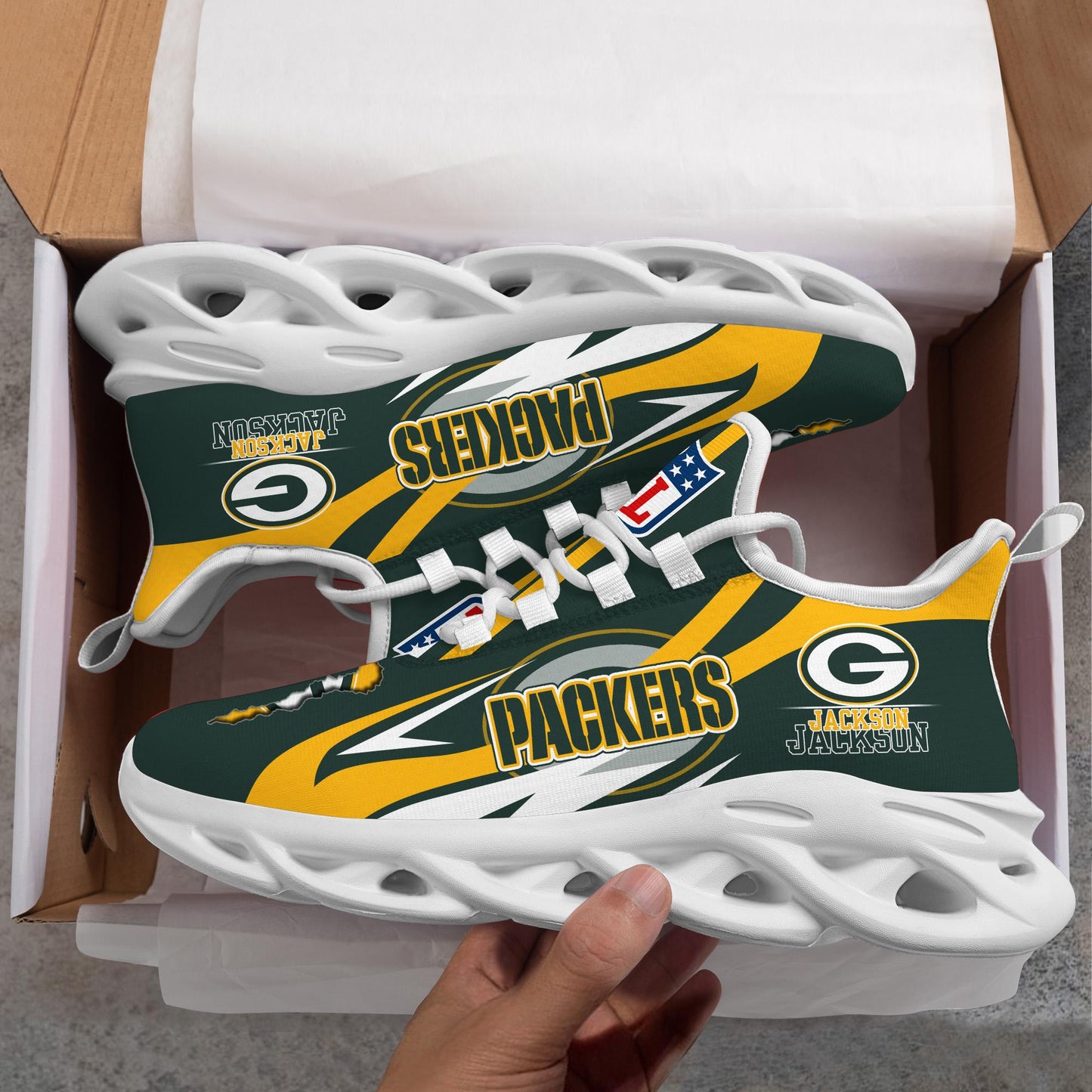 Ideafootwear Green Bay Packers Max Soul Shoes Sneakers For Men And Women
