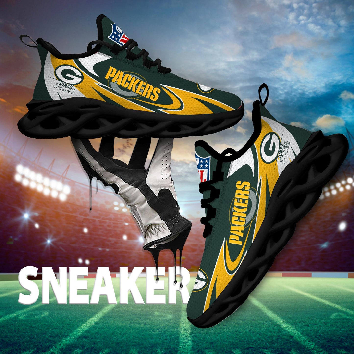 Ideafootwear Green Bay Packers Max Soul Shoes Sneakers For Men And Women