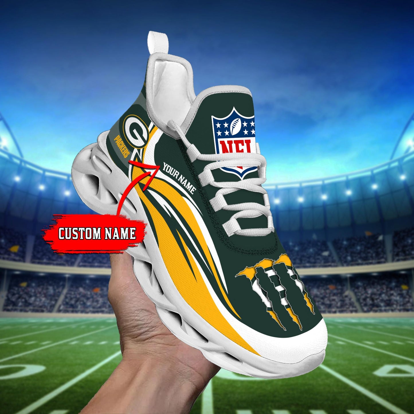 Ideafootwear Green Bay Packers Max Soul Shoes Sneakers For Men And Women