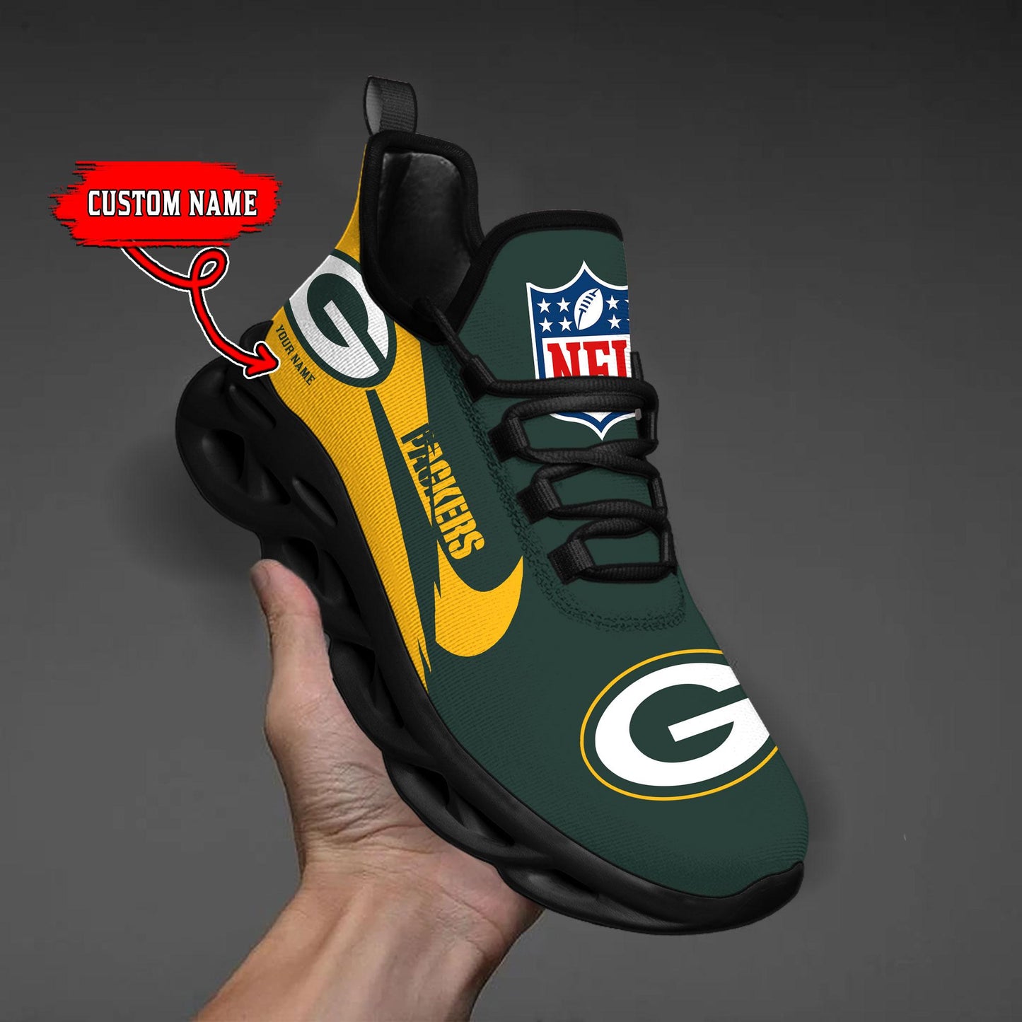 Ideafootwear Green Bay Packers Max Soul Shoes Sneakers For Men And Women