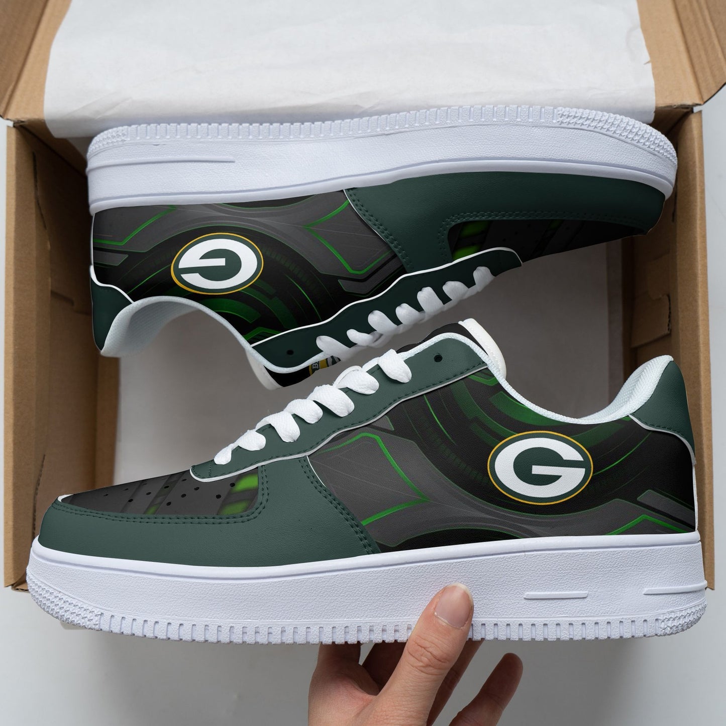 Ideafootwear Green Bay Packers NFL Air Low-Top Sneakers Shoes For Men And Women