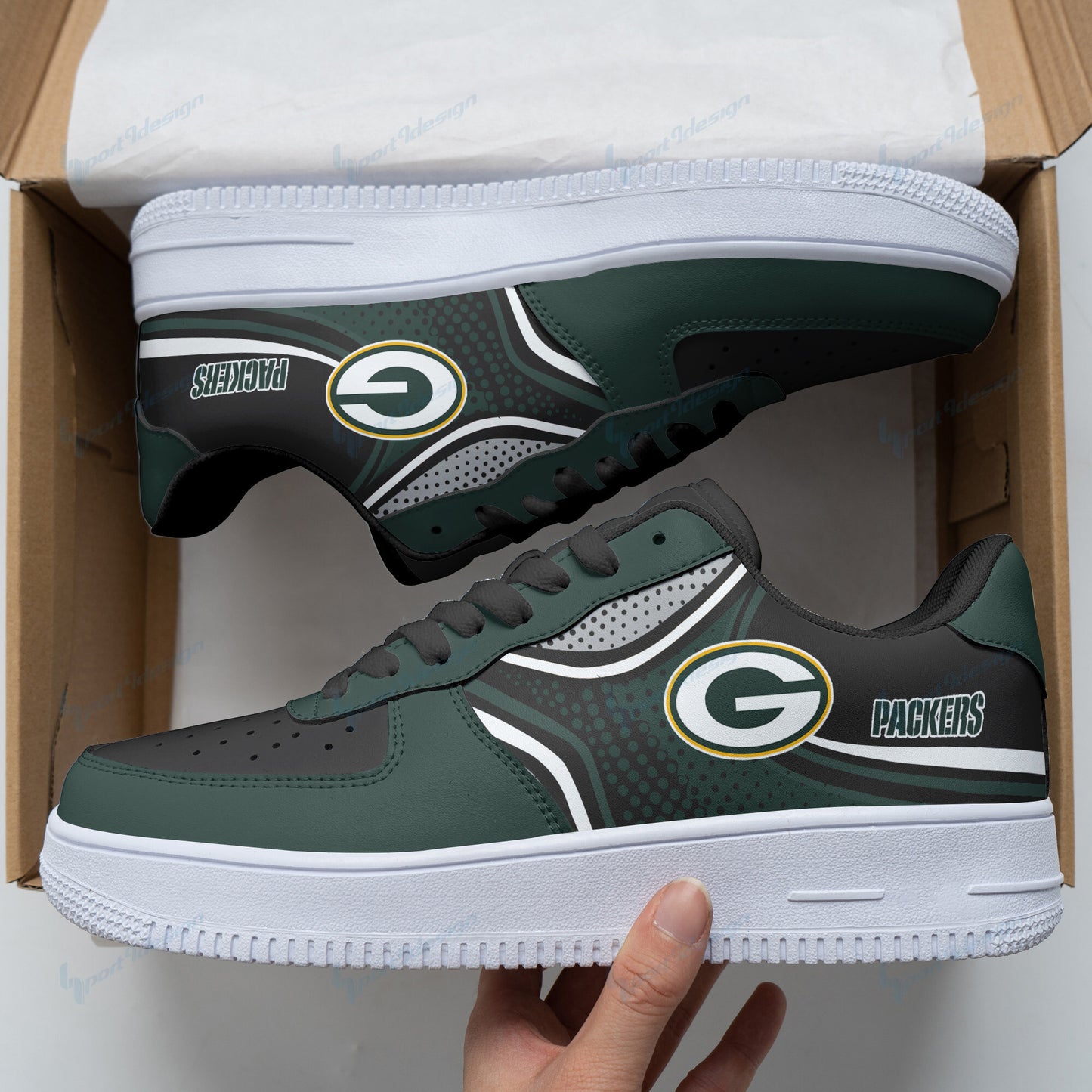 Ideafootwear Green Bay Packers NFL Air Low-Top Sneakers Shoes For Men And Women