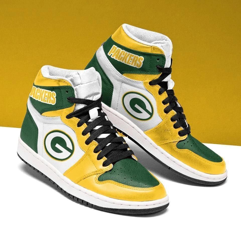 Ideafootwear Green Bay Packers NFL AJ1 High Sneakers Shoes For Men And Women