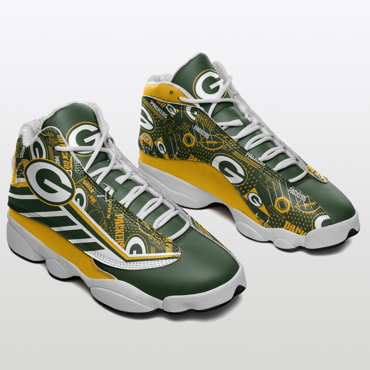 Ideafootwear Green Bay Packers NFL AJ13 Sneakers Shoes For Men And Women