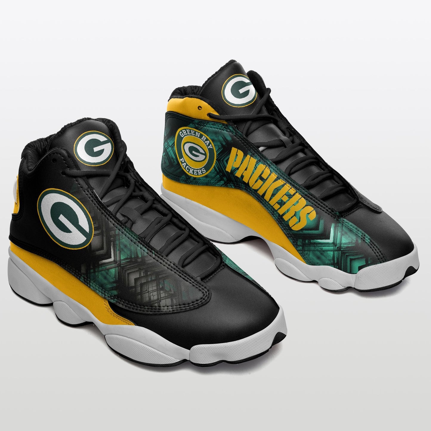 Ideafootwear Green Bay Packers NFL AJ13 Sneakers Shoes For Men And Women