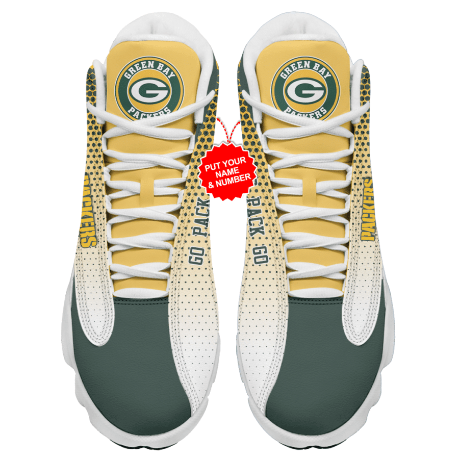 Ideafootwear Green Bay Packers NFL AJ13 Sneakers Shoes For Men And Women