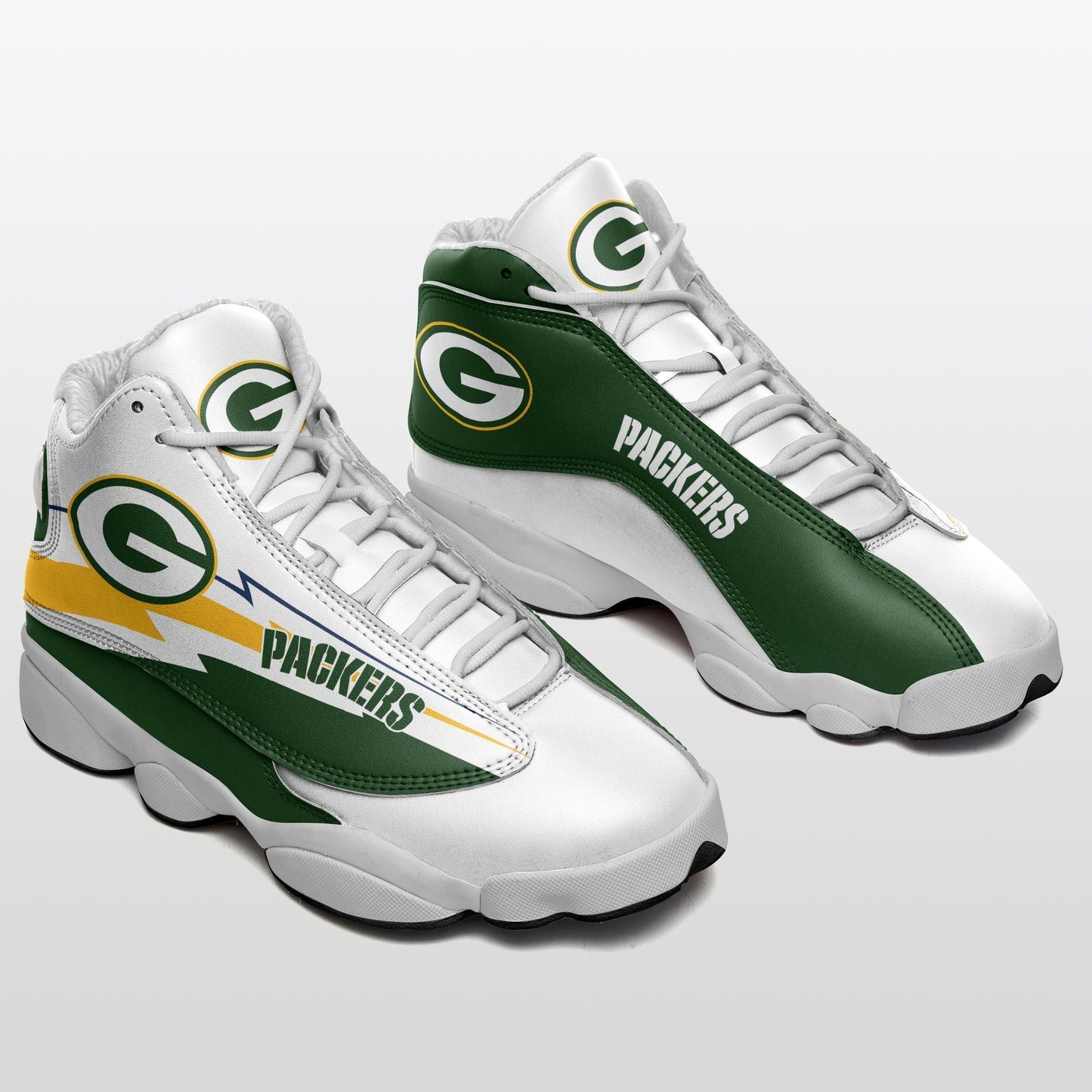 Ideafootwear Green Bay Packers NFL AJ13 Sneakers Shoes For Men And Women
