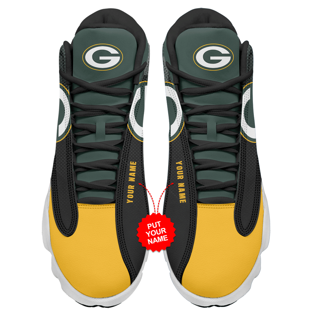 Ideafootwear Green Bay Packers NFL AJ13 Sneakers Shoes For Men And Women