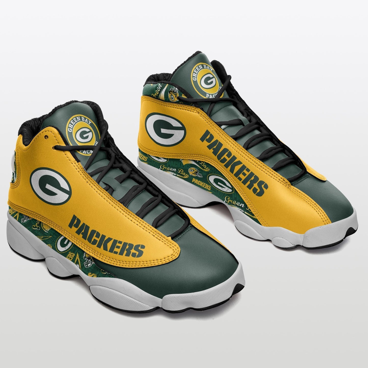 Ideafootwear Green Bay Packers NFL AJ13 Sneakers Shoes For Men And Women