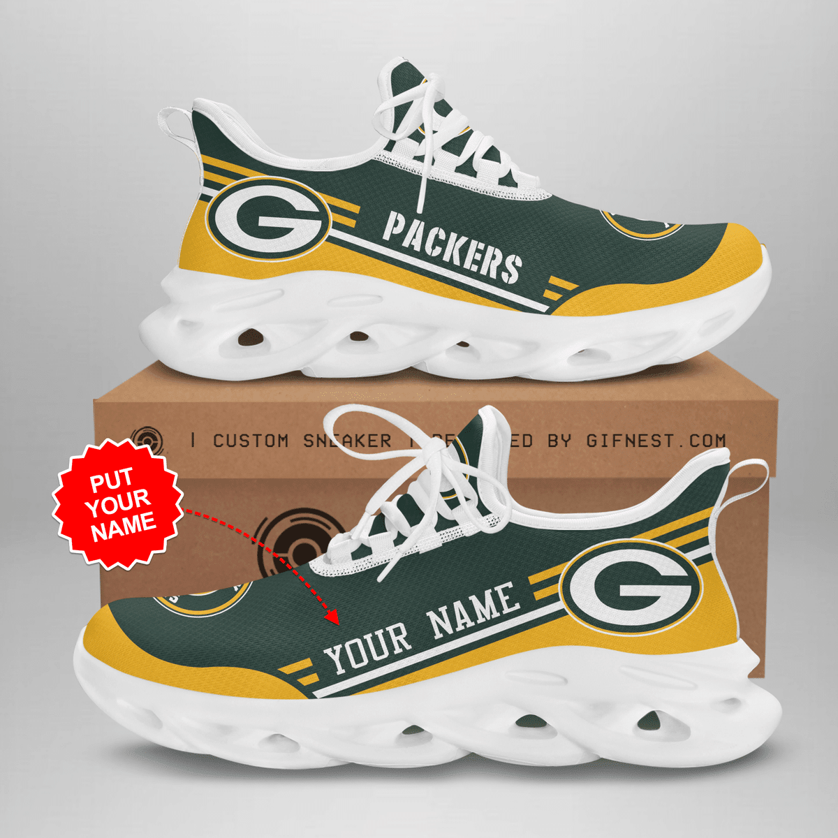 Ideafootwear Green Bay Packers NFL Max Soul Shoes Sneakers For Men And Women