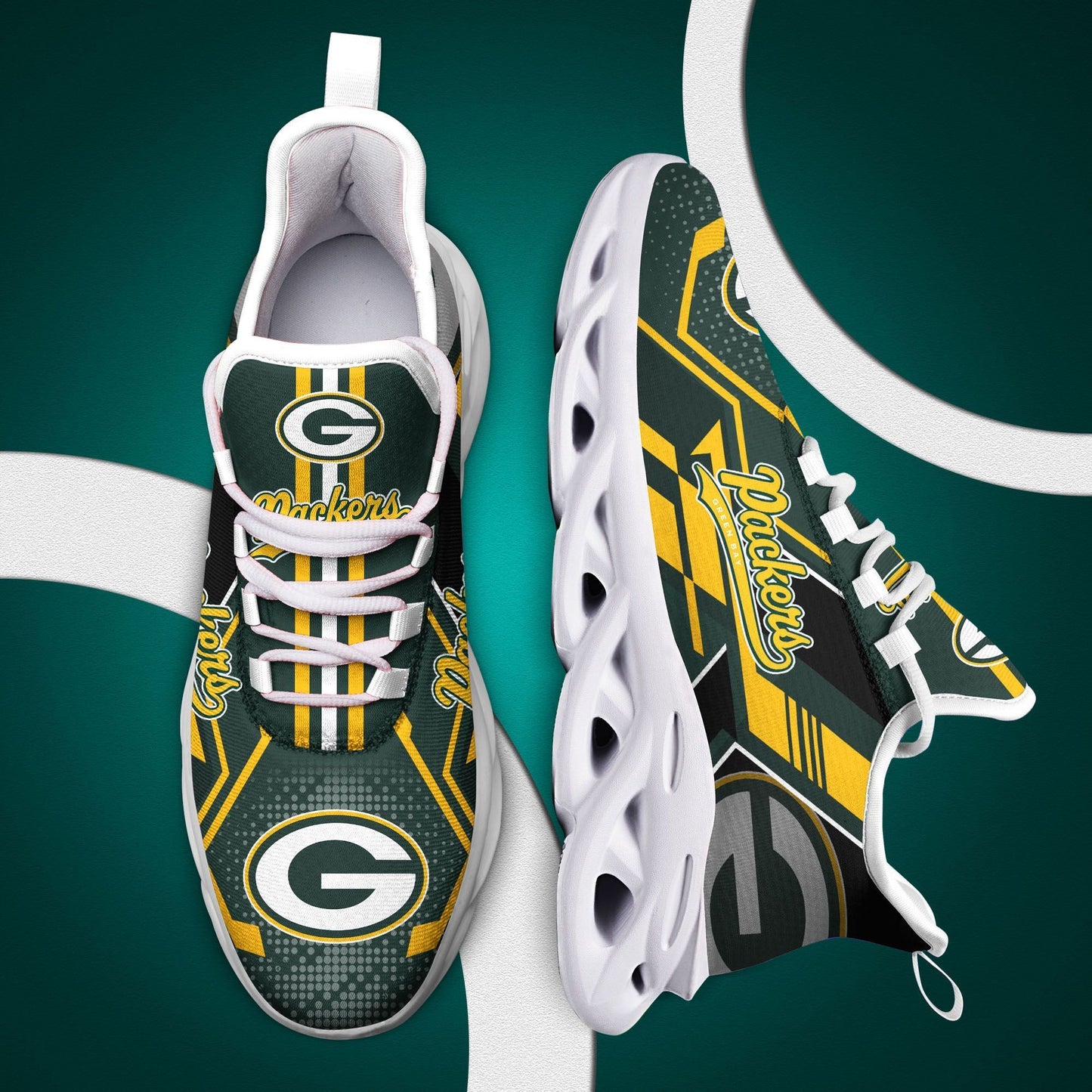 Ideafootwear Green Bay Packers NFL Max Soul Shoes Sneakers For Men And Women