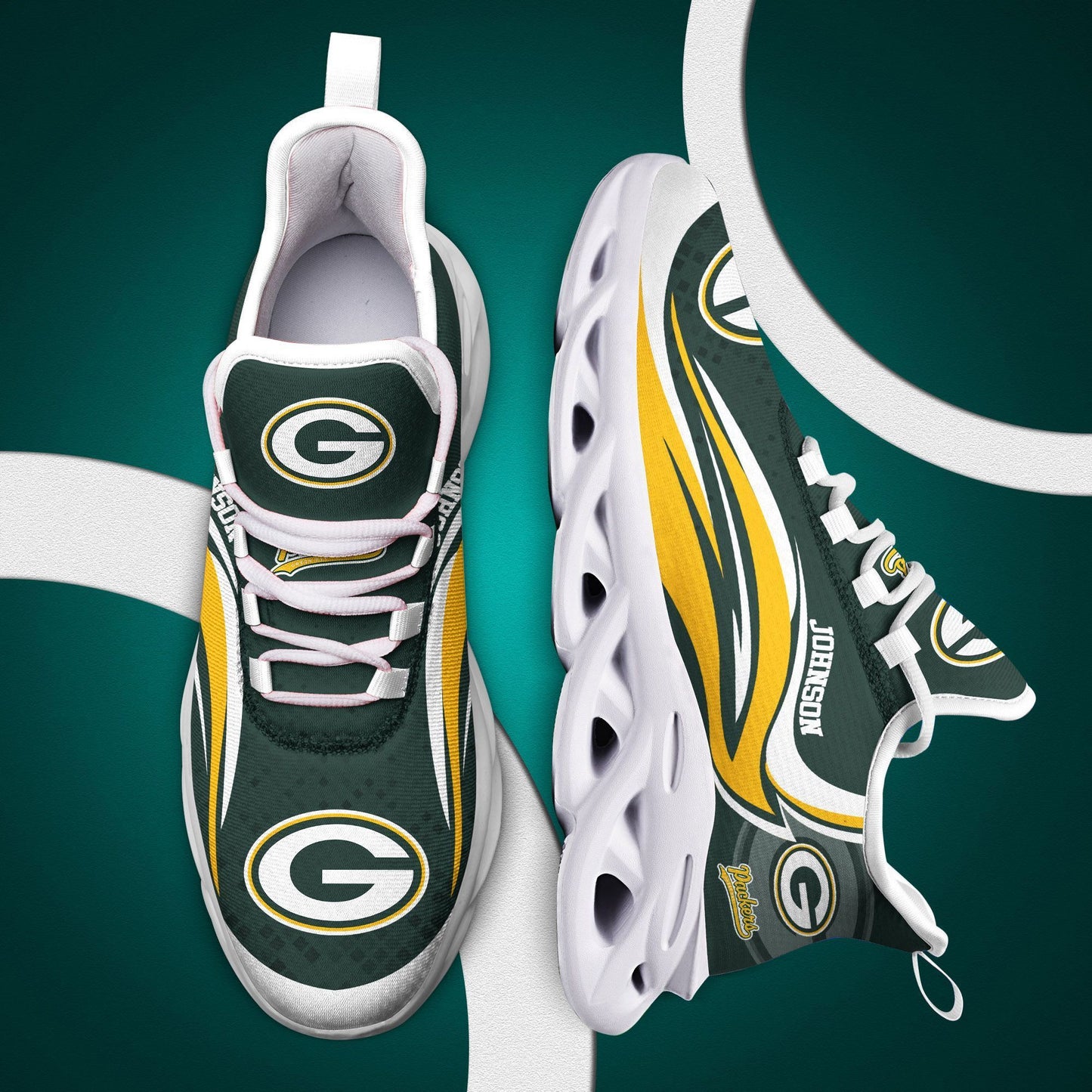 Ideafootwear Green Bay Packers NFL Max Soul Shoes Sneakers For Men And Women
