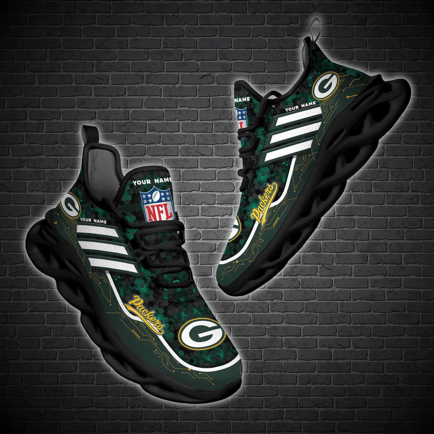 Ideafootwear Green Bay Packers NFL Max Soul Shoes Sneakers For Men And Women